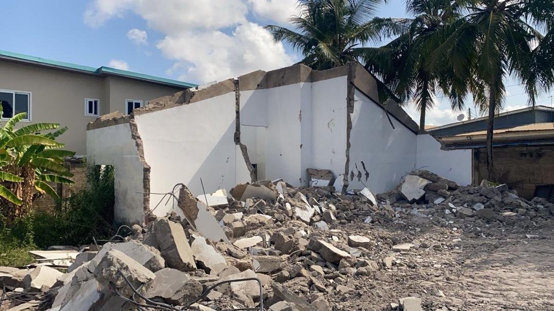 Demolished building walls
